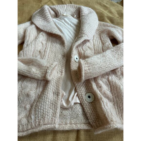 Anthropologie HWR mohair wool cardigan shawl blush lined fuzzy sz s - Picture 12 of 16